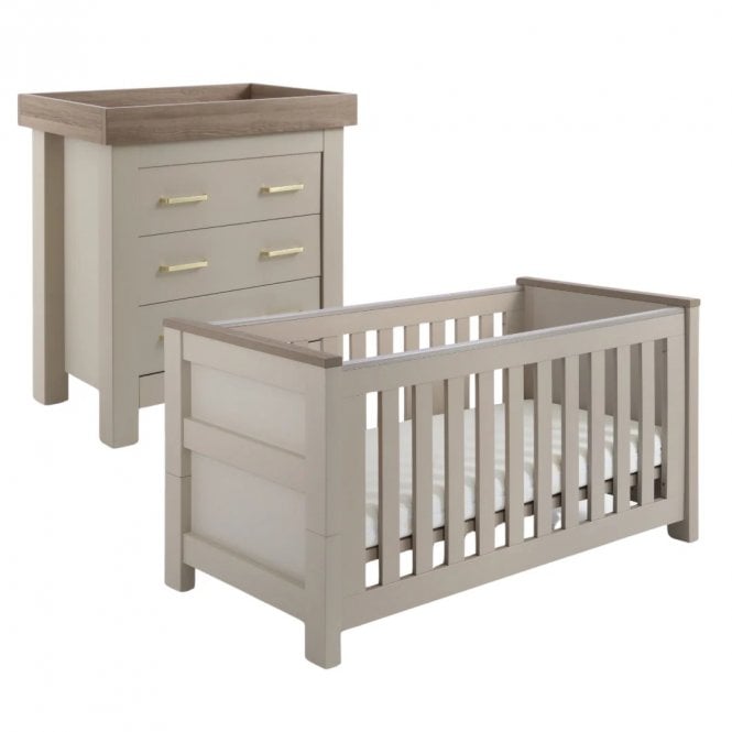 BabyStyle Bordeaux 2 Piece Room Set + FREE Coolflow Pocket Spring Mattress- Oatmeal