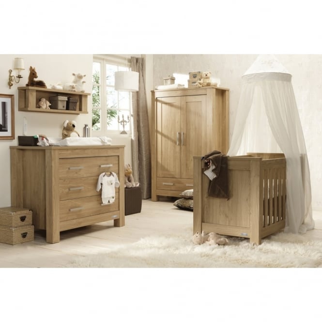 BabyStyle Bordeaux 3 Piece Room Set + FREE Coolflow Pocket Spring Mattress- Oak