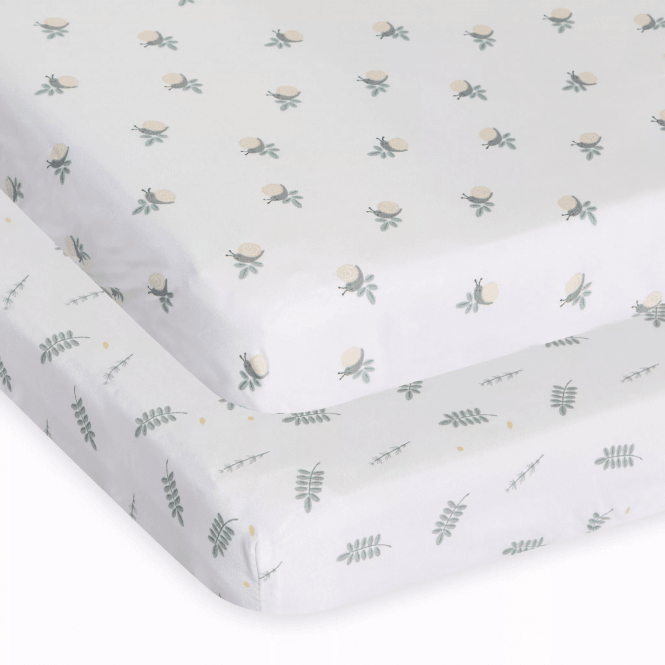 Chicco Nex2me Bamboo Twins Bedside Crib 2 pack fitted sheets - Greenery 