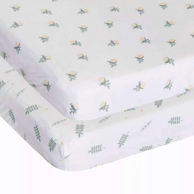 Chicco Next2Me Bamboo Forever Cot 2 pack fitted sheets - Greenery