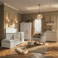 Beaumont Grand 3 Piece Nursery Furniture Set + Free Airflow Fibre Deluxe Mattress - White