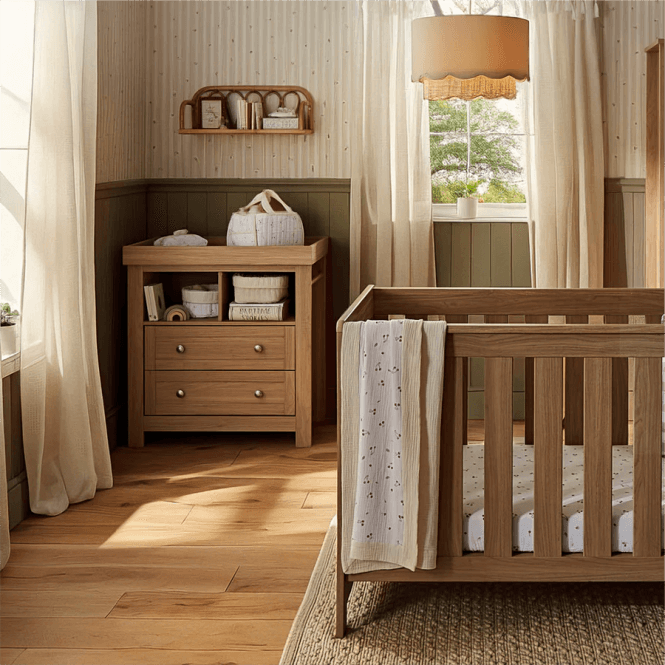 CuddleCo Burford 2 Piece Nursery Furniture Set + Free Airflow Fibre Deluxe Mattress