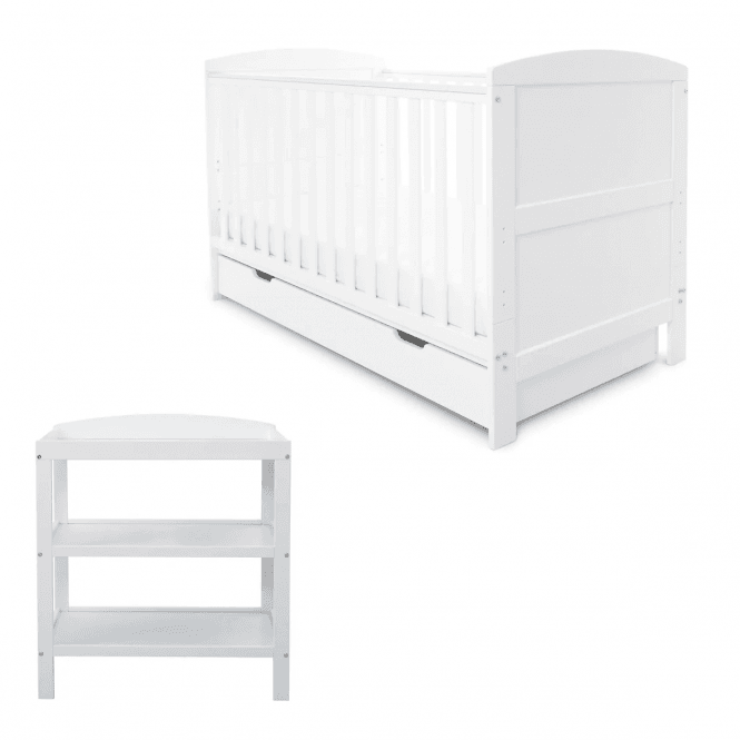Ickle Bubba Coleby Classic 2 Piece Furniture Set & Fibre Mattress - White