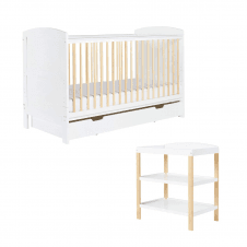 Coleby Scandi 2 Piece Furniture Set, Under Drawer and Fibre Mattress - White