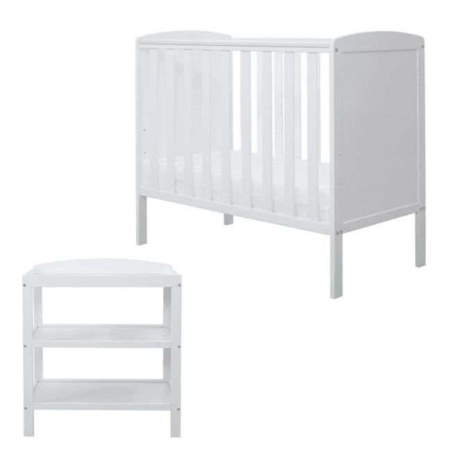 Ickle Bubba Coleby Space Saver 2 Piece Furniture Set & Fibre Mattress - White