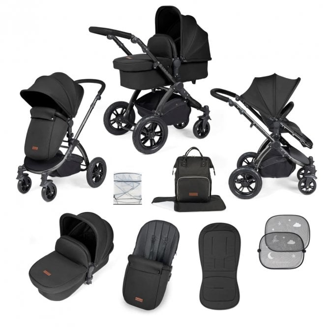 Ickle Bubba Stomp Luxe 2in1 Bundle - Black Frame 