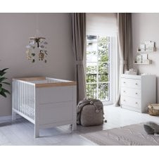 Florence 2 Piece Room Set + Free Airflow Fibre Deluxe Mattress - White/Oak
