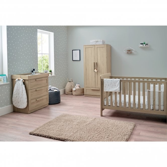 Mamas & Papas Atlas Range + Free Airflow Fibre Deluxe Mattress - Light Oak