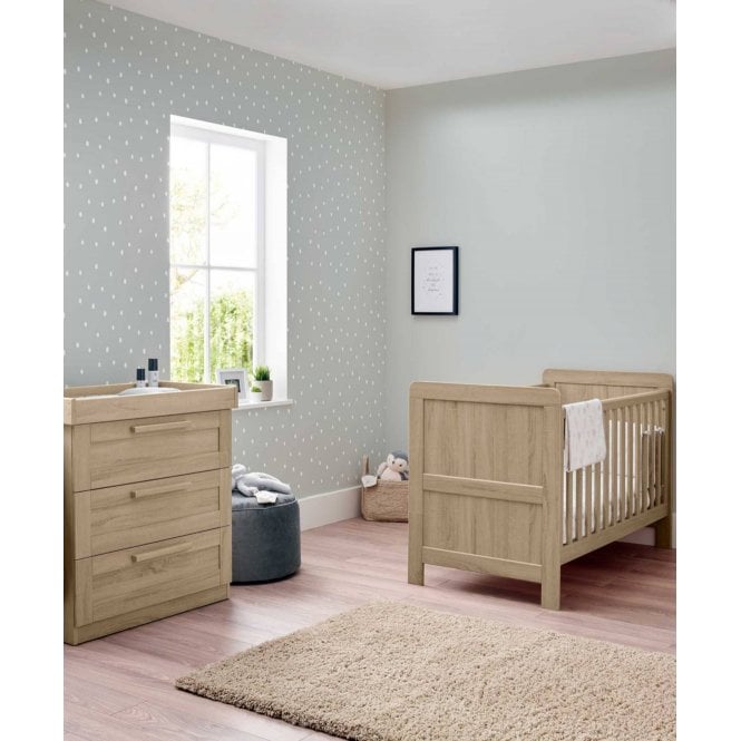 Mamas & Papas Atlas Set + Free Airflow Fibre Deluxe Mattress - Light Oak 