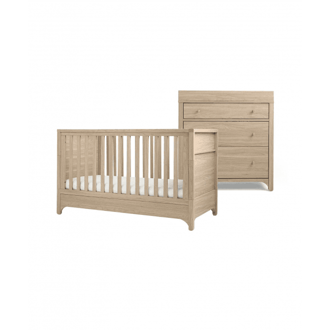 Mamas & Papas Barton Set + Free Airflow Fibre Deluxe Mattress - Natural Oak