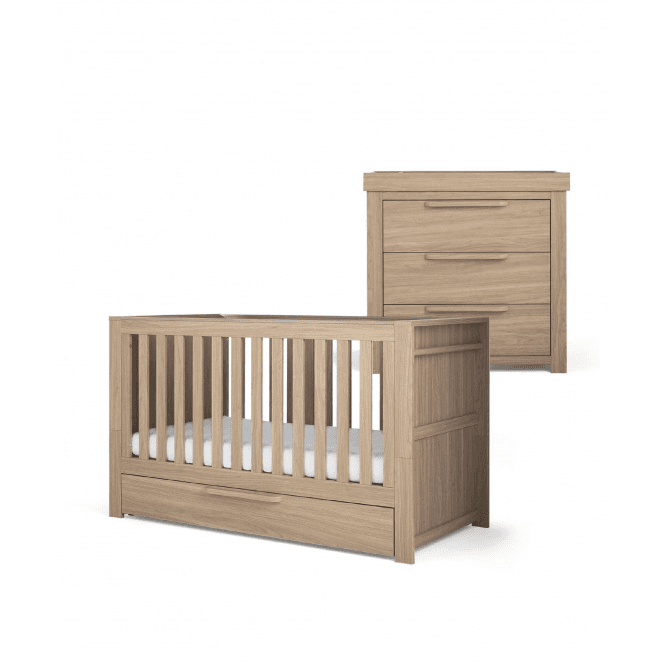 Mamas & Papas Franklin Set + Free Airflow Fibre Deluxe Mattress - Natural Oak 