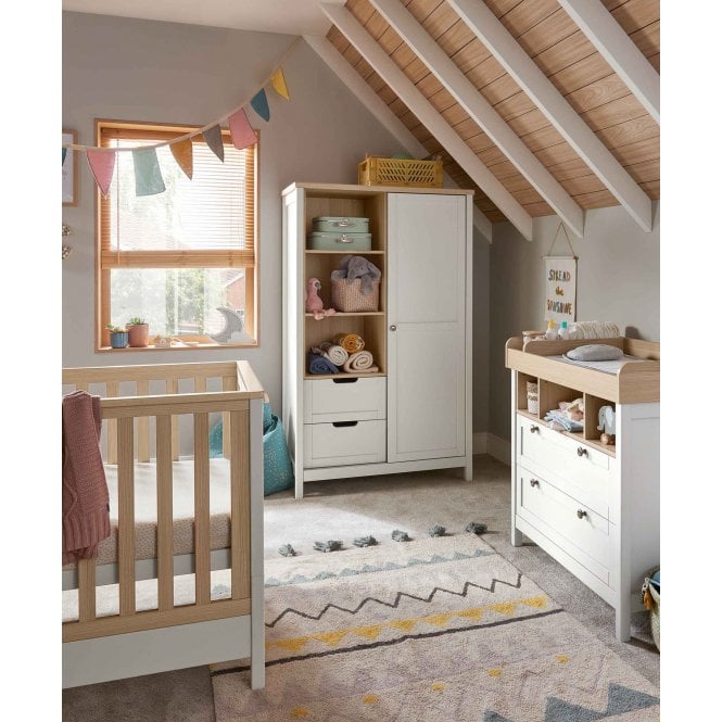 Mamas & Papas Harwell Range + Free Airflow Fibre Deluxe Mattress - White/Natural