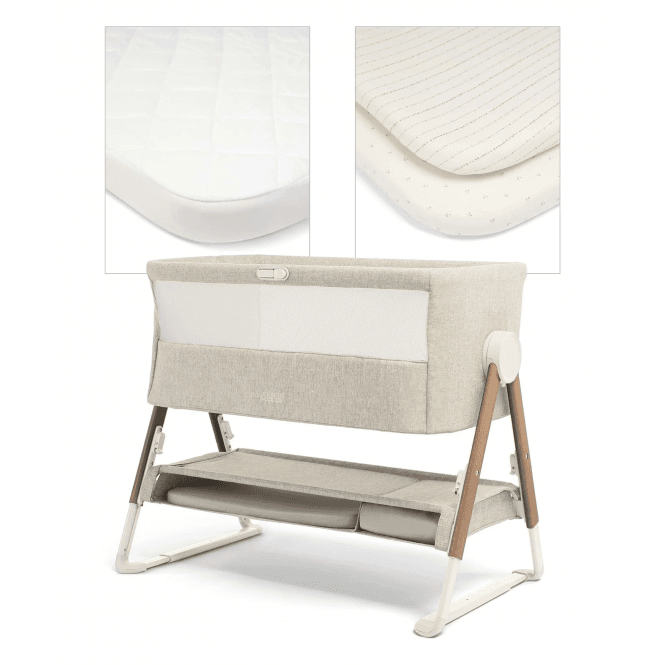 Mamas & Papas Lua Bedside Crib Bundle Fawn - Oatmeal
