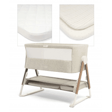 Lua Bedside Crib Bundle Fawn - Oatmeal