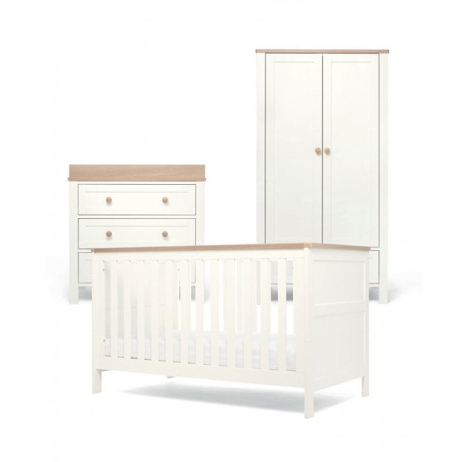 Mamas & Papas Wedmore Range + Free Airflow Fibre Deluxe Mattress - White/Natural