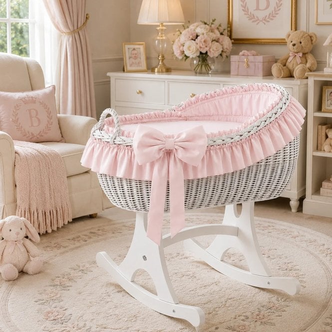 MJ Mark Bianca Due White Wicker Rocking Crib