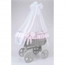 Ophelia Grey Wicker Crib with Drapes