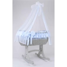 Ophelia Grey Wicker Rocking Crib with Drapes 