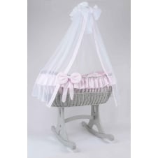 Ophelia Grey Wicker Rocking Crib with Drapes 