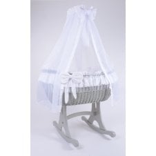 Ophelia Grey Wicker Rocking Crib with Drapes 