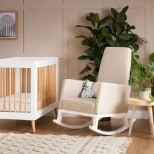 High Back Rocking Chair - White/Oatmeal