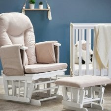 Reclining Glider Chair & Stool - White/Sand