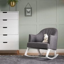 Round Back Rocking Chair - White/Grey Cushions