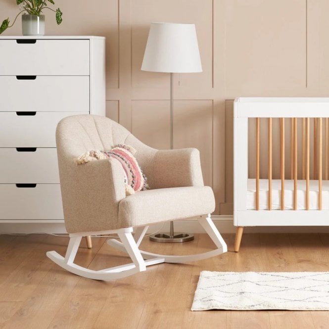 Obaby Round Back Rocking Chair - White/Oatmeal