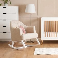 Round Back Rocking Chair - White/Oatmeal