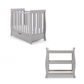OBaby Grace 2-Piece Room Set In Warm Grey - Adjustable Nursery Furniture Set