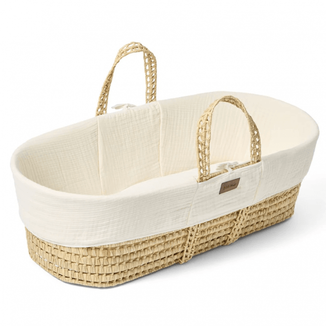The Little Green Sheep Cotton Muslin Moses Basket & Mattress
