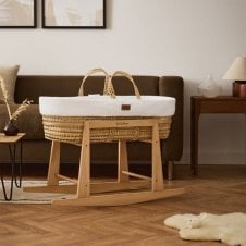 Natural Wheat Knit Moses Basket, Mattress & Rocking Stand