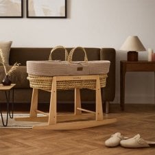 Natural Wheat Knit Moses Basket, Mattress & Rocking Stand