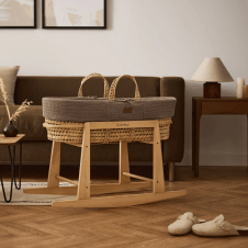 Natural Wheat Knit Moses Basket, Mattress & Rocking Stand