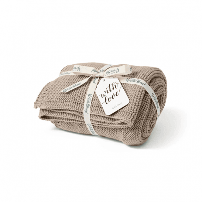 The Little Green Sheep Organic Knitted Cellular Baby Blanket 