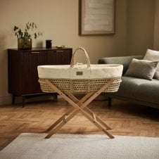 Quilted Moses Basket, Mattress & Static Stand