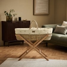Quilted Moses Basket, Mattress & Static Stand